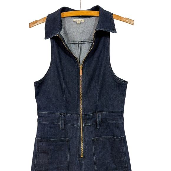WEWOREWHAT denim sleeveless flare leg Denim Jumpsuit 2 XS - Picture 3 of 7